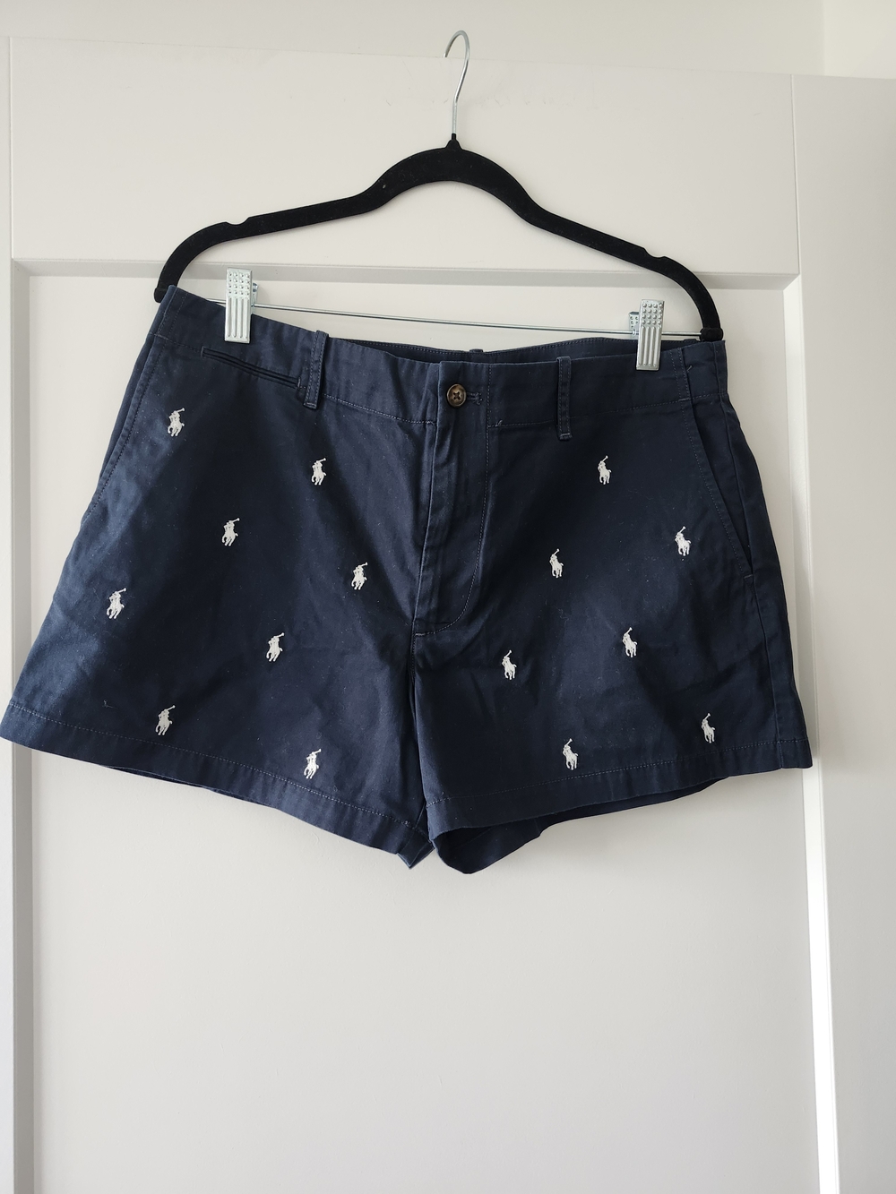 Ralph Lauren Navy Polo Pony Cotton Embroidered Shorts